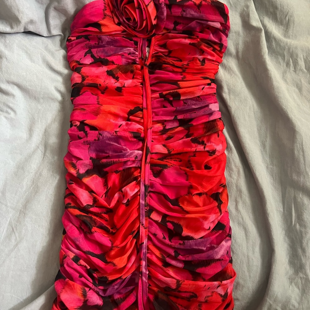 Red Ruched Cowl Neck Bodycon Mini Dress